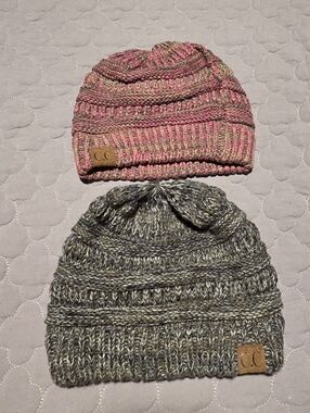 C.C Double Beanie Pack - Pink Multicolor & Gray Marled